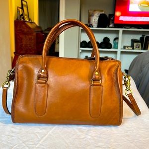 Coach Tan Leather Satchel with Gold Hardware